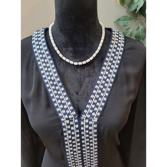 Premise Studio Tunic Blouse Women's Large Black White Long Sleeve Sheer Top - Picture 2 of 13